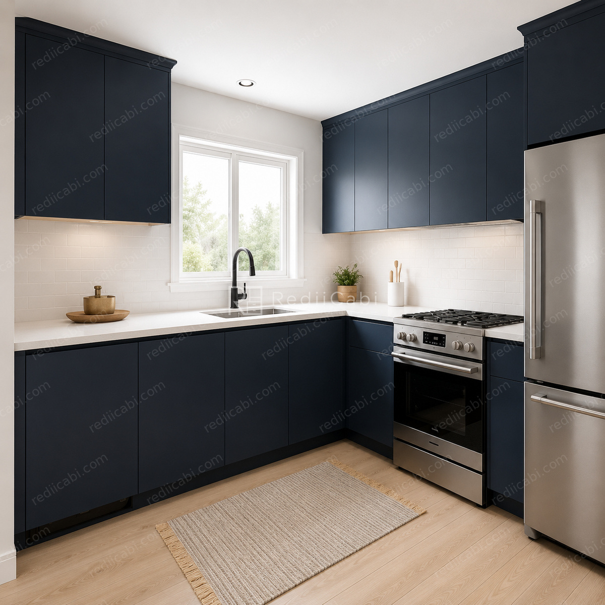 Medium Modern Minimalist L-Shaped Kitchen Cabinet Layout - PDF Drawing Set | 1111-KL