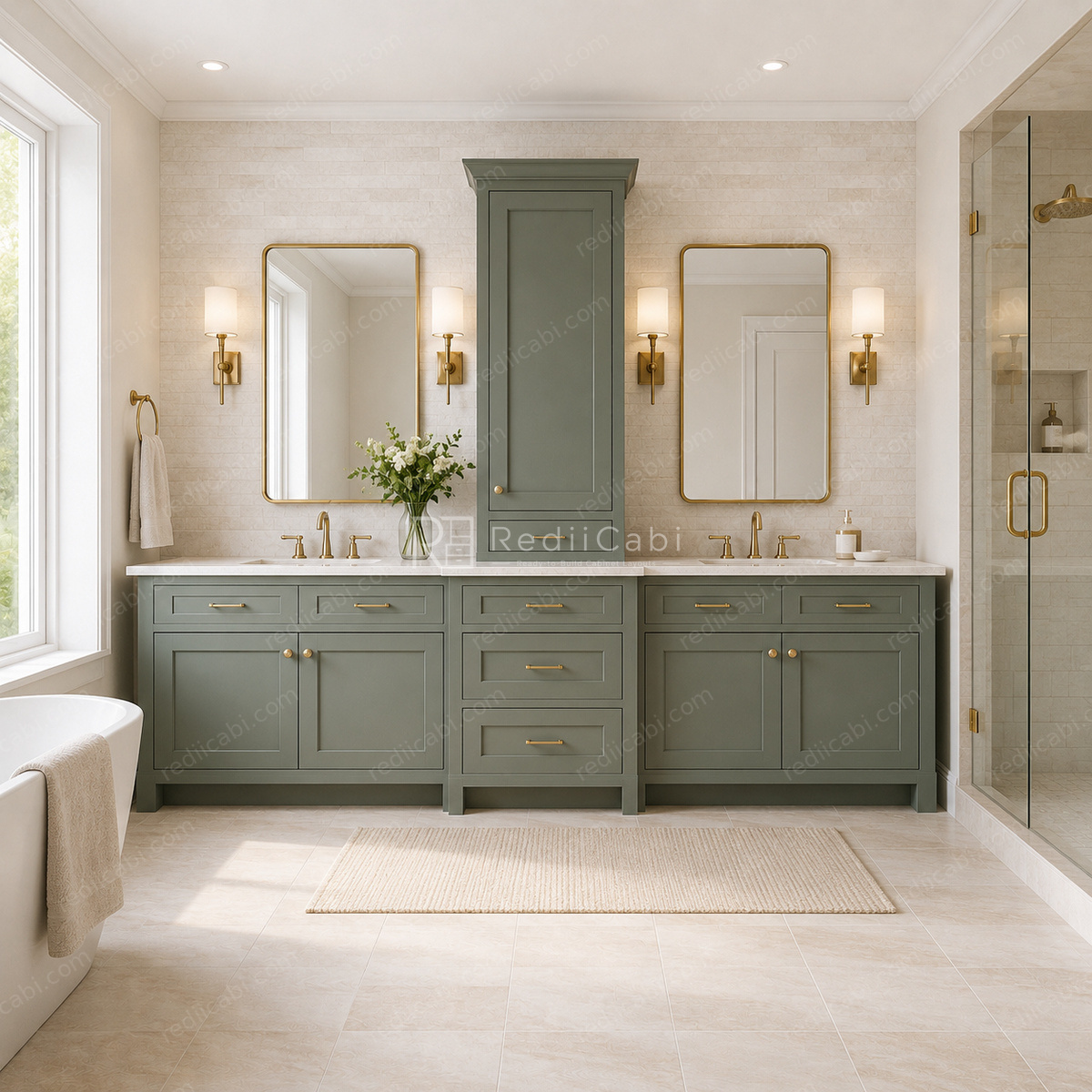 Medium Modern Minimalist Bathroom Cabinet Layout - PDF Drawing Set | 1112-B