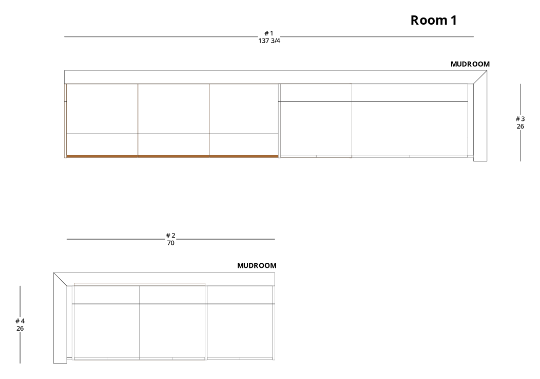 Medium Modern Minimalist Bathroom and Mudroom Cabinet Layout - PDF Drawing Set | 1113-BM