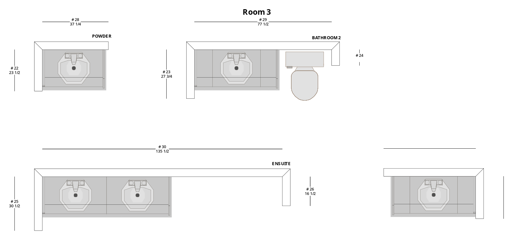 Medium Transitional Bathroom Cabinet Layout - PDF Drawing Set | 1114-B