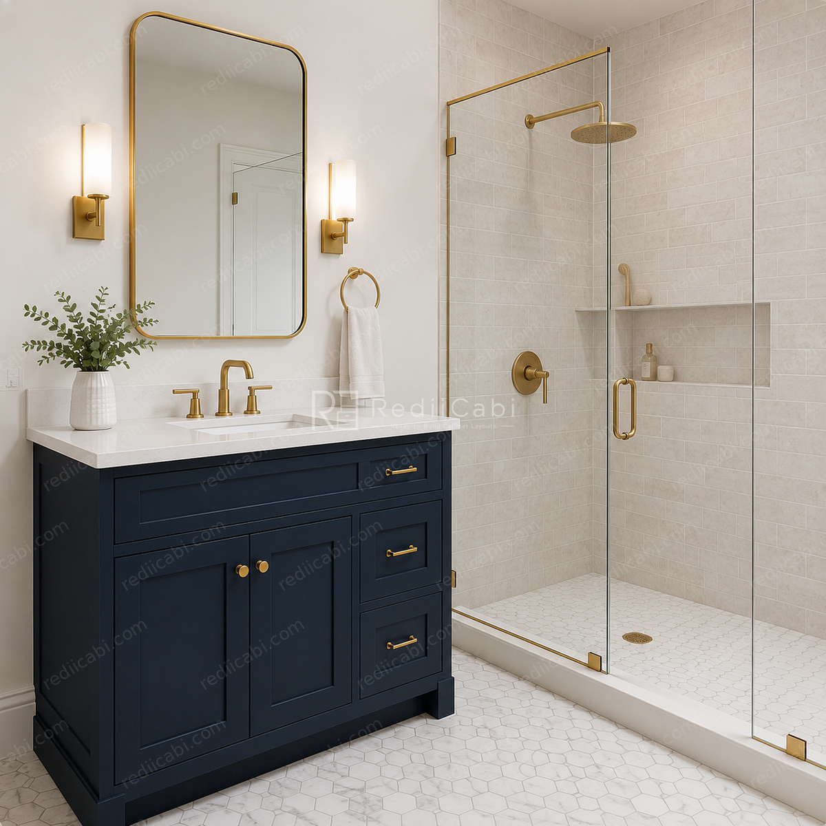 Medium Transitional Bathroom Cabinet Layout - PDF Drawing Set | 1114-B