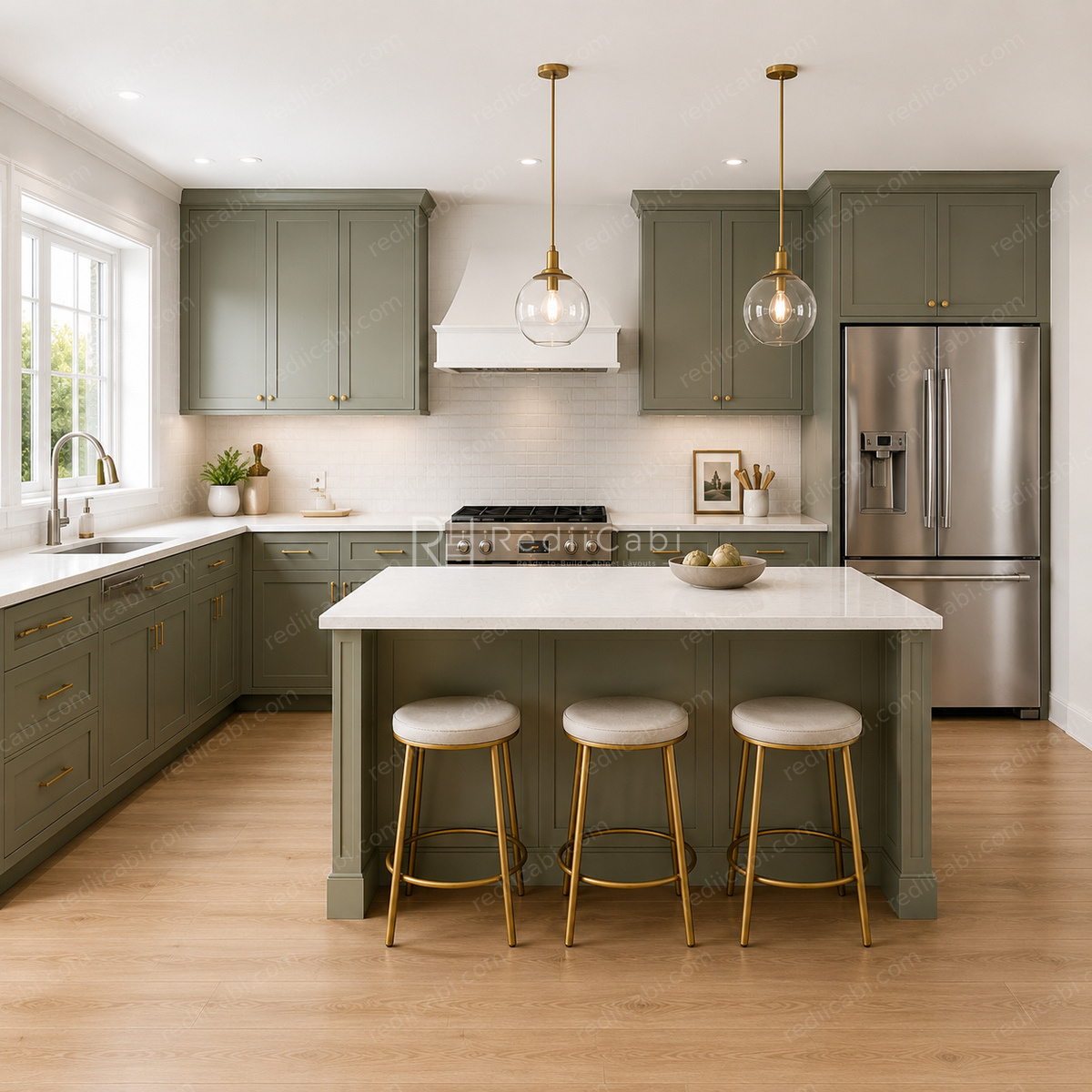 Medium Transitional L-Shaped Kitchen Cabinet Layout - PDF Drawing Set | 1118-KL