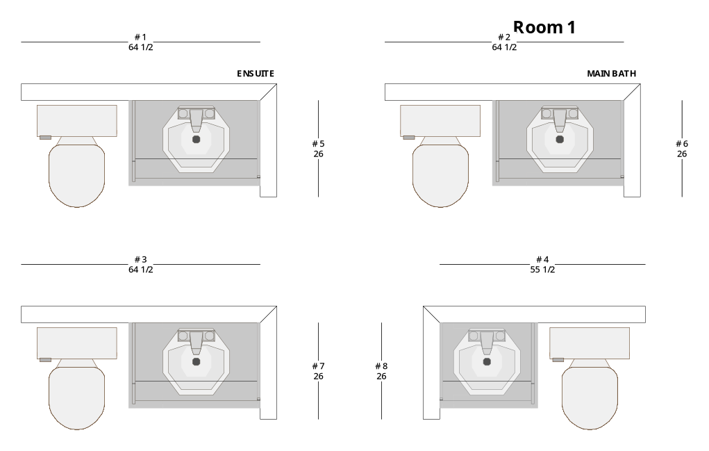 Small Modern Minimalist Bathroom Cabinet Layout - PDF Drawing Set | 1119-B