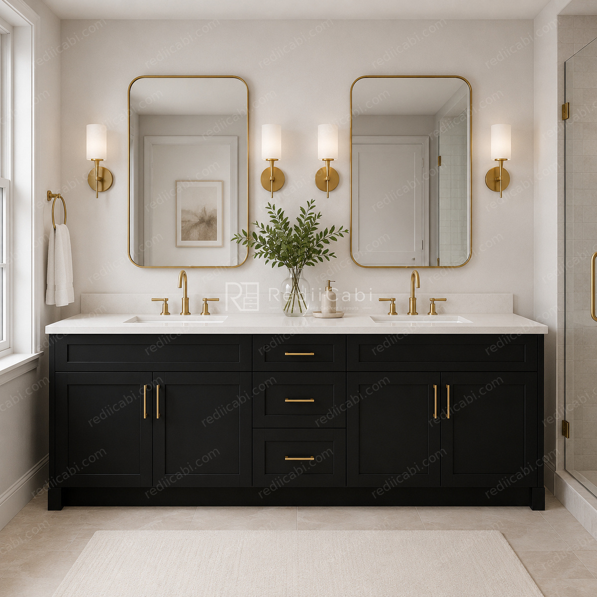Medium Transitional Bathroom and Kitchen Cabinet Layout - PDF Drawing Set | 1121-TBD