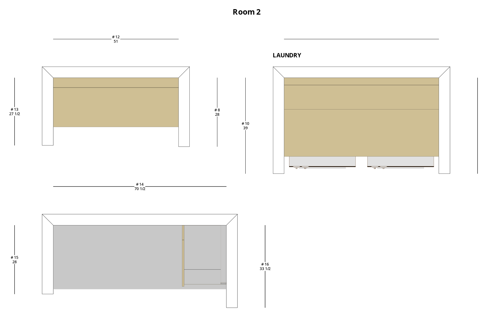 Small Modern Minimalist Bathroom and Laundry Cabinet Layout - PDF Drawing Set | 1123-BL
