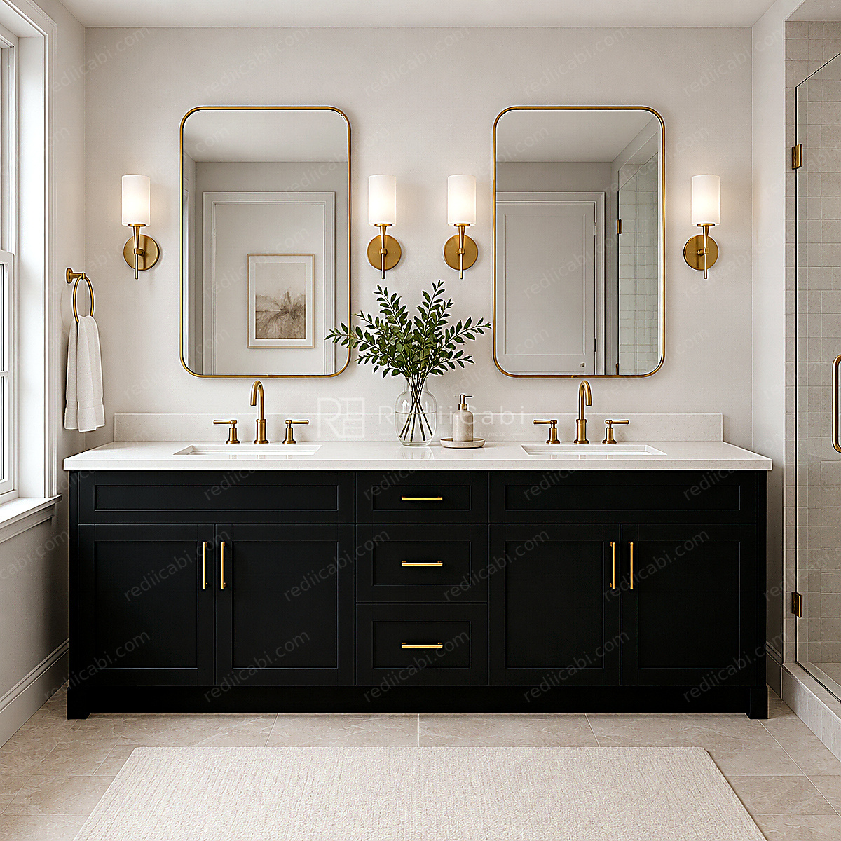 Small Modern Minimalist Bathroom and Laundry Cabinet Layout - PDF Drawing Set | 1125-BL