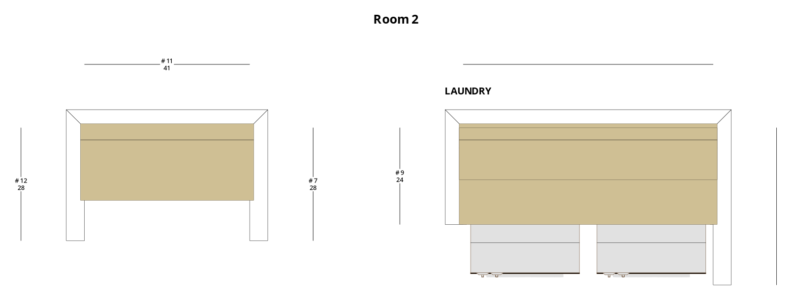 Medium Modern Minimalist Bathroom and Laundry Cabinet Layout - PDF Drawing Set | 1126-BL