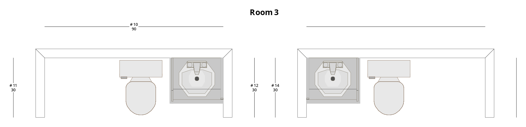 Small Modern Minimalist Bathroom Cabinet Layout - PDF Drawing Set | 1130-B