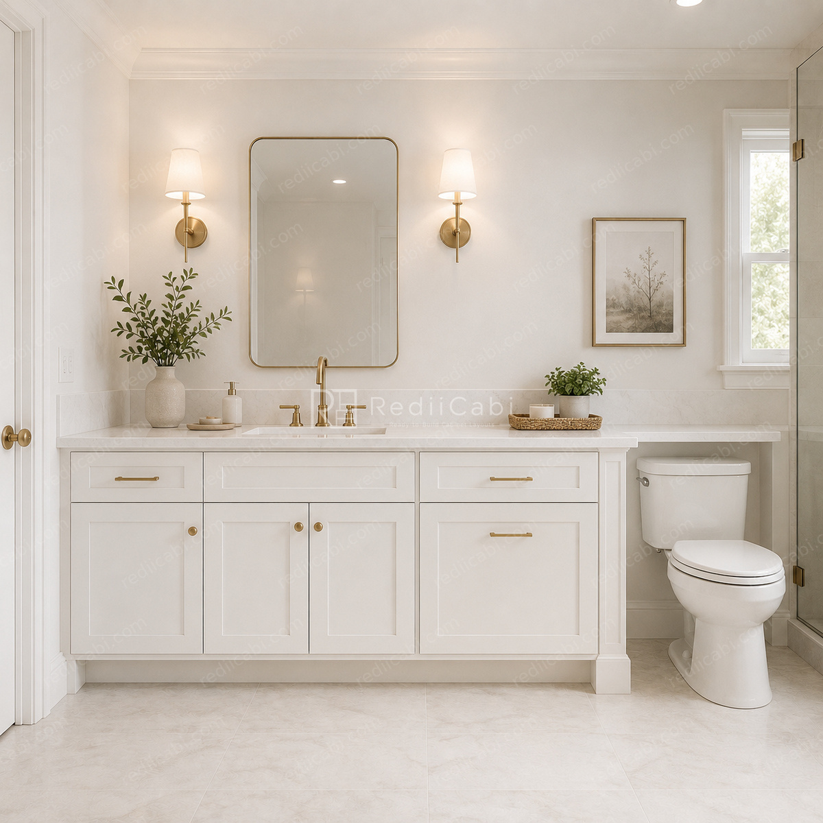 Small Modern Minimalist Bathroom Cabinet Layout - PDF Drawing Set | 1130-B